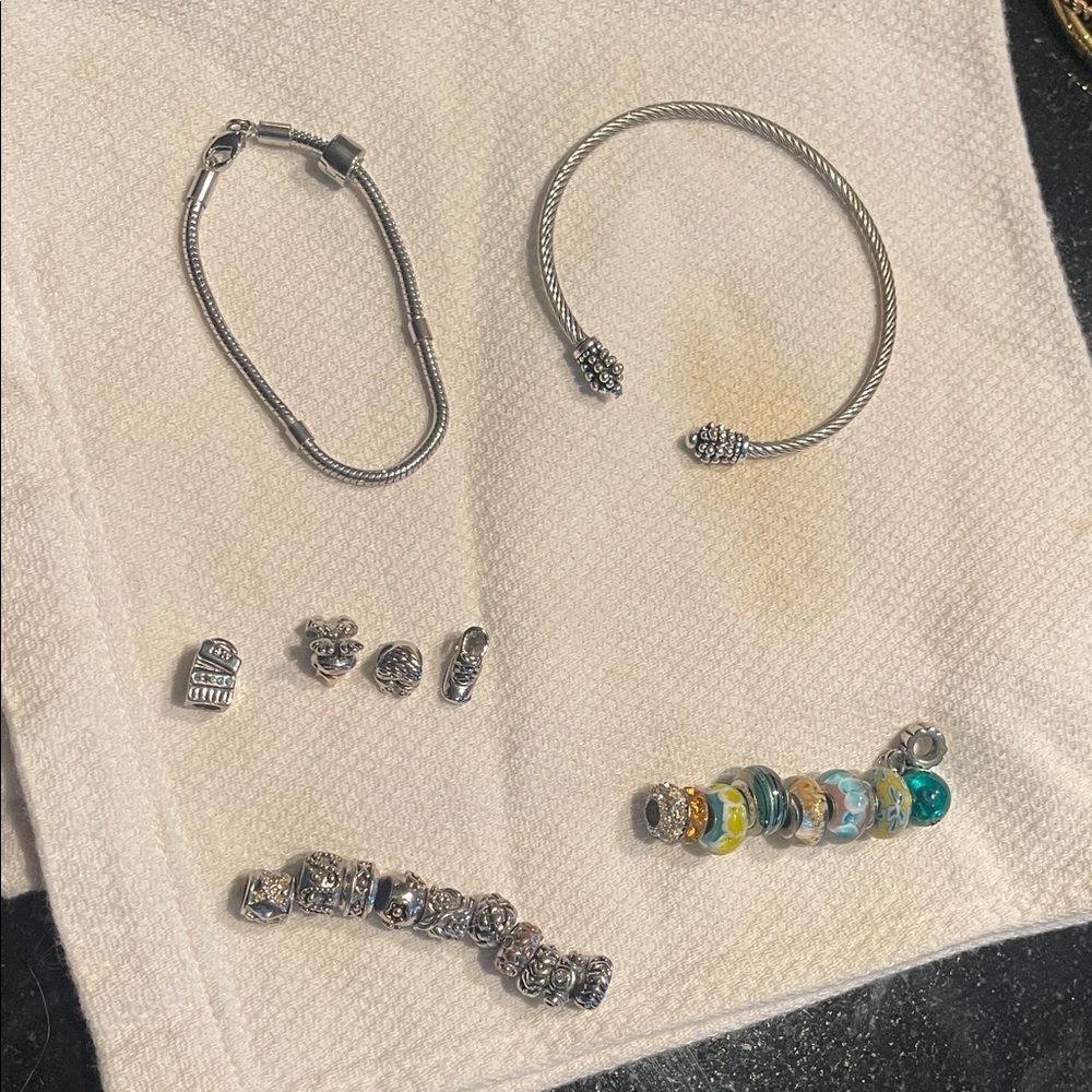 Elegant Silver Charm Bracelet Set